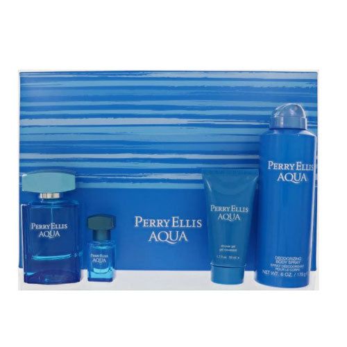 PERRY ELLIS AQUA (4PC) 3.4 OZ/100 ML / 3.4 OZ/100 ML DEO BODY SPRAY / 3.4 OZ/100 ML SG / MINI - EAU DE PARFUM (EDP) | wmafusion:844061017931