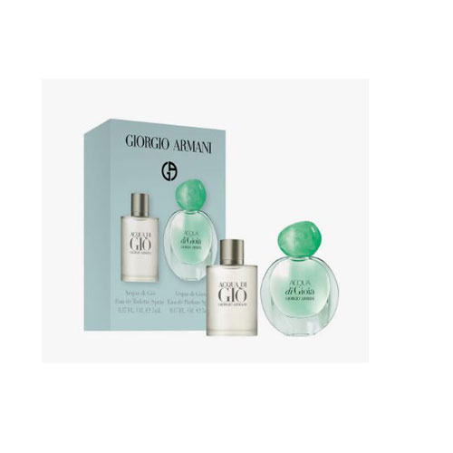 Mini Set Giorgio Armani Acqua di Gio Men (2 Pc) Eau de Toilette (EDT) Spray 0.17 / 5ml  / Acqua Di Gioia Women Eau de Parfum (EDP) Spray 0.17/ 5 ml | wmafusion:3605973050914