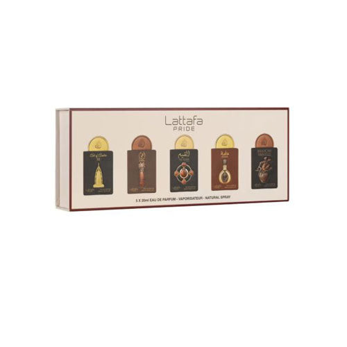 SET LATTAFA PRIDE X0.67 OZ/20 ML ( 5 PC )ART OF ARABIA III/ AJWAA / AL QIAM GOLD / MASABRIOCHE VANILLE - EAU DE PARFUM (EDP) | wmafusion:6290362348085