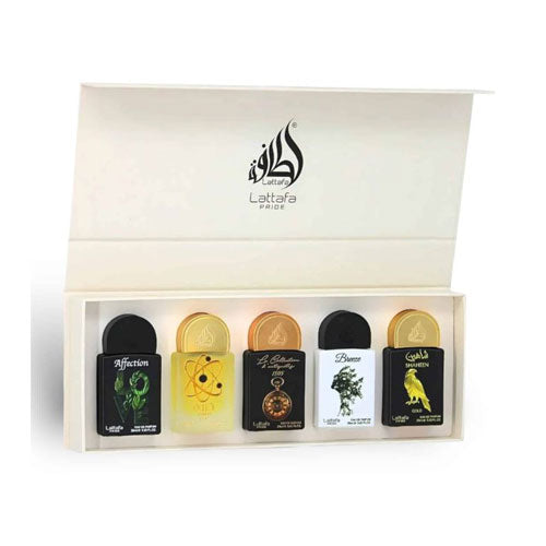 SET LATTAFA PRIDE X0.67 OZ/20 ML ( 5 PC )AFFECTION / THARWAH GOLD / WATCH1505 / BREEZE / SHAHEEN GOLD - EAU DE PARFUM (EDP) | wmafusion:6290362348108