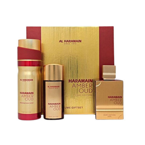 SET AL HARAMAIN AMBER OUD RUBY UNISEX EDITION GIFT ( 3 PC )2.5 OZ EDP SP /1.2 OZ  EDP /FRAGRANCE MIST 8.4 OZ | wmafusion:6291106816082