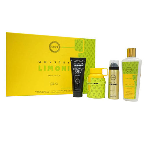 SET ARMAF ODYSSEY LIMONI UNISEX ( 4 PC ) 3.4 OZ EDP SP / 3.4 OZ GEL / 1.7 OZ BL / 8.4 OZ SHAMPOO | wmafusion:6295199804162