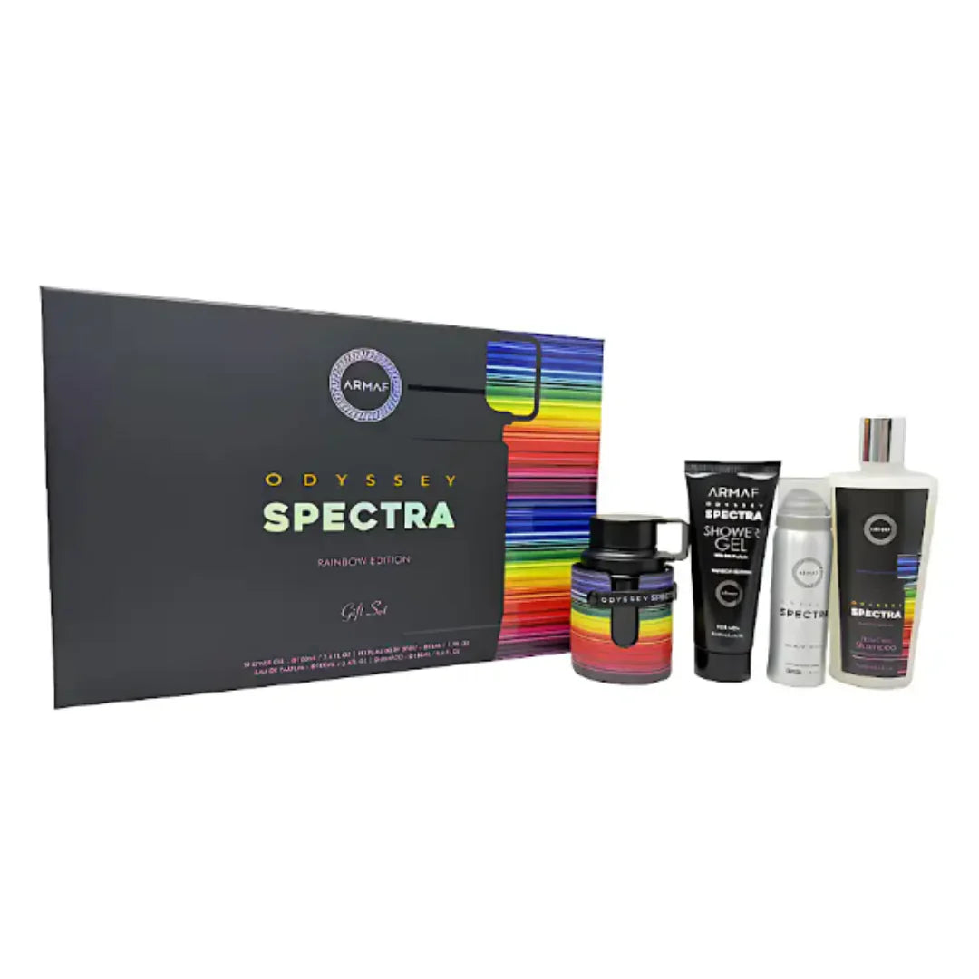 Set Armaf Odyssey Spectra Men (4 Pc) Eau de Parfum (EDP) Spray 3.4 oz / 100 ml / Shower Gel 3.4 oz / 100 ml / Shampoo 8.4 oz / 250 ml / Body Spray 1.7 oz / 50 ml | wmafusion:6295199804179