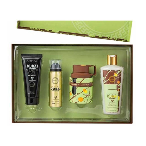 SET ARMAF ODYSSEY DUBAI CHOCOLATE GOURMAND MEN ( 4 PC ) 3.4 OZ EDP SP / 3.4 OZ GEL / 1.7 OZ BL / 8.4 OZ SHAMPOO | wmafusion:6295199809303