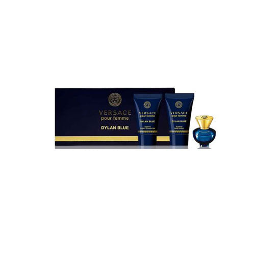 Mini Set Versace Dylan Blue Women ( 3 Pc ) Eau de Parfum (EDP) Spray 0.17 oz / 5 ml / Body lotion 0.8 oz / 25 ml / Shower gel 0.8 Oz / 25 ml | wmafusion:8011003842834