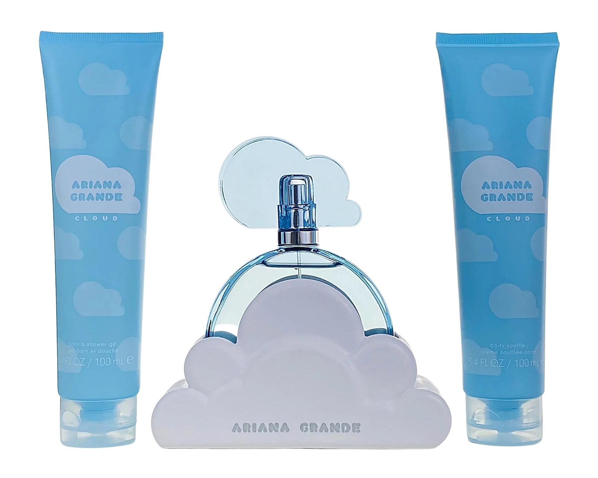 Ariana Grande Ladies Cloud G Set (3Pc) Eau De Parfum (EDP) Spray 3.4 oz / 100 ml / Bath And Shower Gel 3.4 oz / 100 ml / Body Souffle 3.4 oz / 100 ml | wmafusion:810101507137