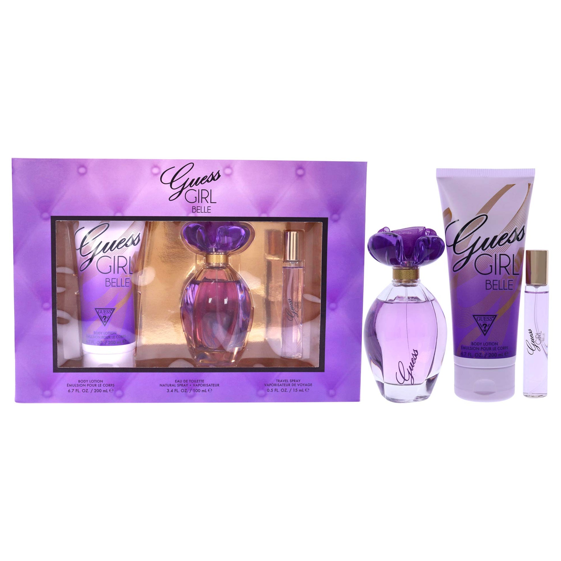 Guess Girl Belle Gift Set Eau de Toilette (EDT) 3.4 oz / 100 ml / Body Lotion 6.7 oz / 200 ml / Eau de Toilette (EDT) Spray 0.5 oz / 15 ml | wmafusion:85715329950